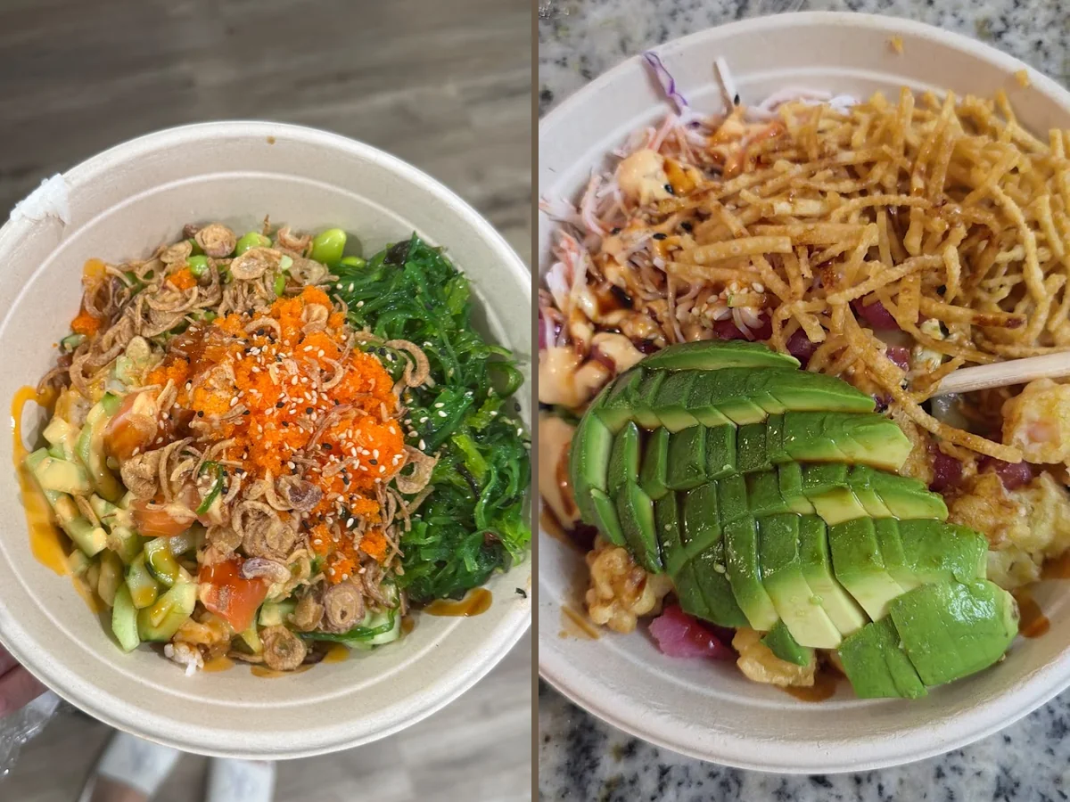 Counter display with sushi burrito ingredients
