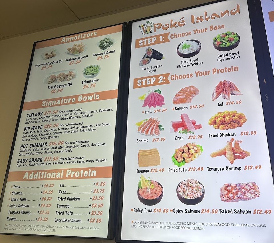Menu page with appetizer section